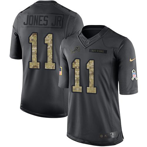 Nike Lions #11 Marvin Jones Jr Black Men's Stitched NFL Limited 2016 Salute To Service Jersey - Click Image to Close